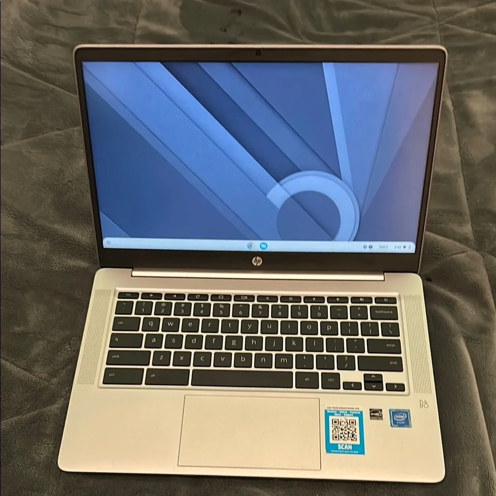 HP Silver Laptop with Sleek Design and Chrome OS